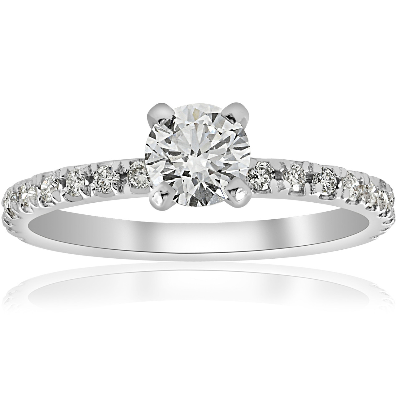 3/4ct Diamond Engagement Ring French Pave Set 14k White Gold (H-I, I1) 3/4ct Diamond Engagement Ring French Pave Set 14k White Gold (H-I, I1)