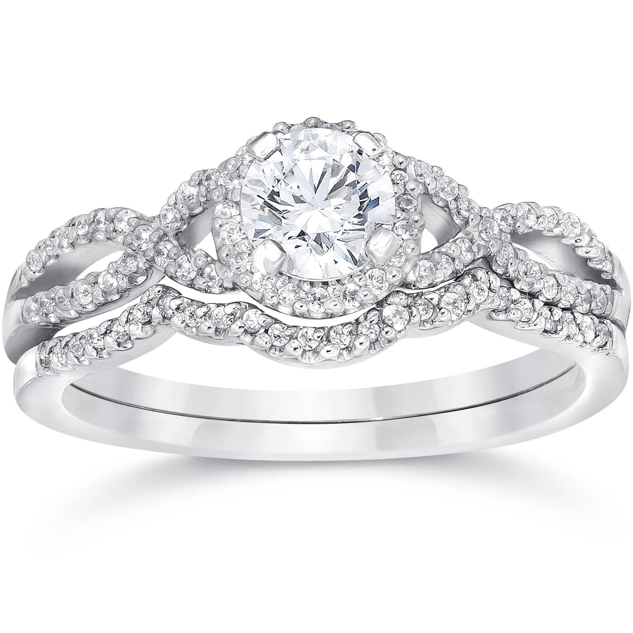  4 TCW Round+Pear Infinity Accent Engagement Ring