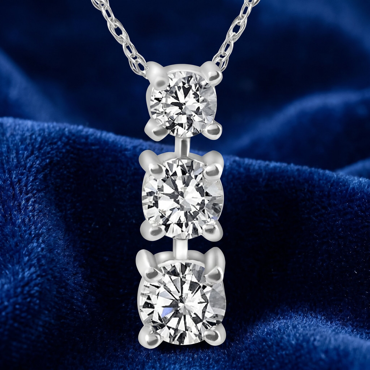 1/2ct 3-Stone Diamond Pendant 14k White Gold (G-H, I1)