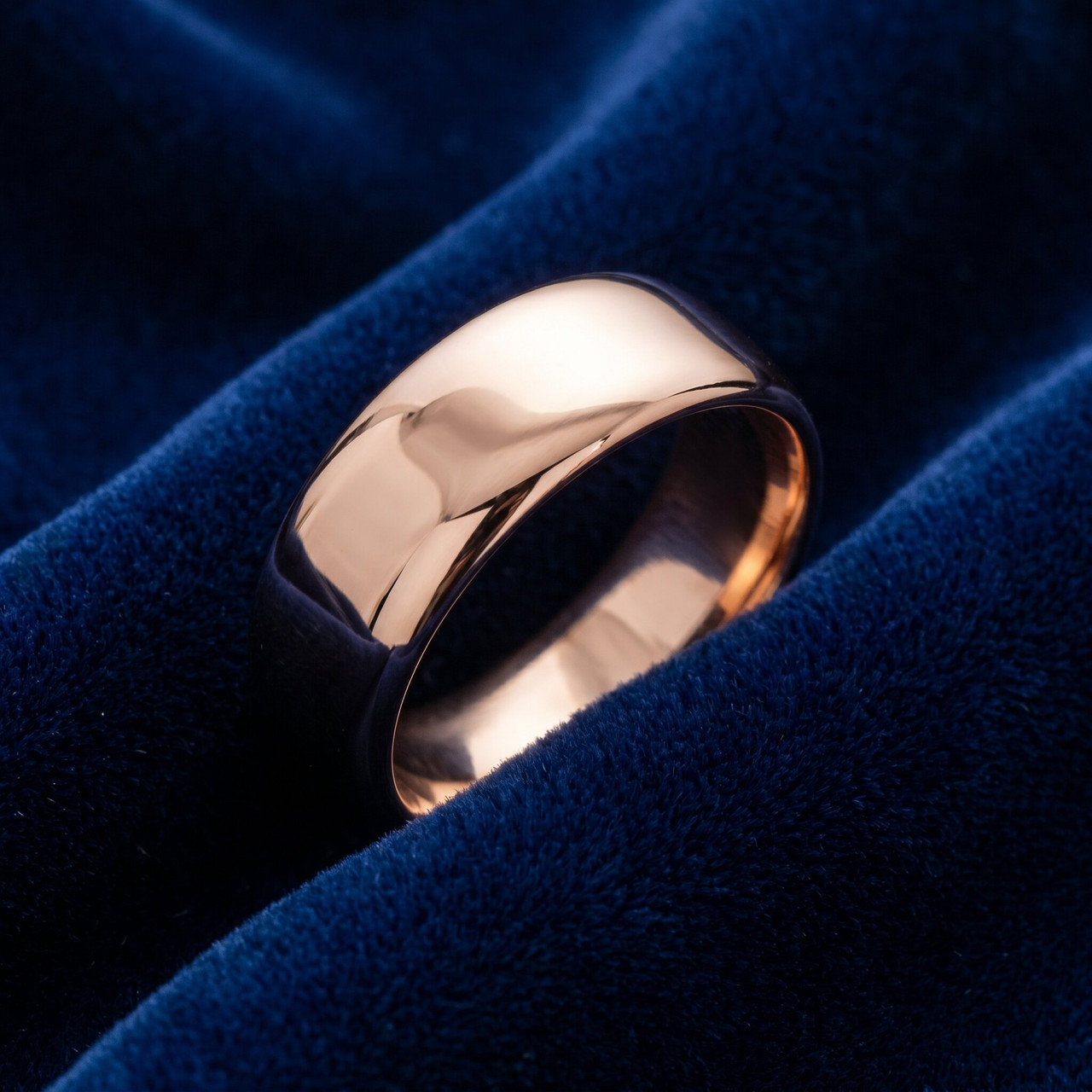 8mm Dome High Polished Wedding Band 10k Rose Gold
