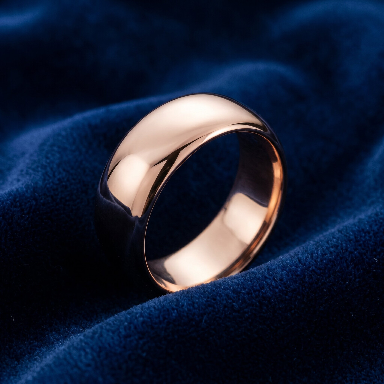 7mm Dome High Polished Wedding Band 10k Rose Gold