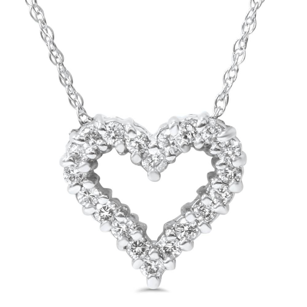 1/2ct Diamond Heart Pendant 14K White Gold (G-H, I1)