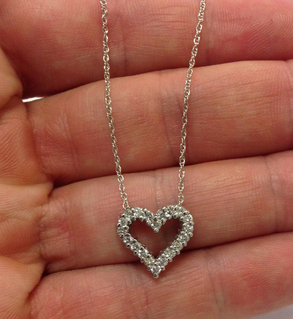 1/2ct Diamond Heart Pendant 14K White Gold (G-H, I1)