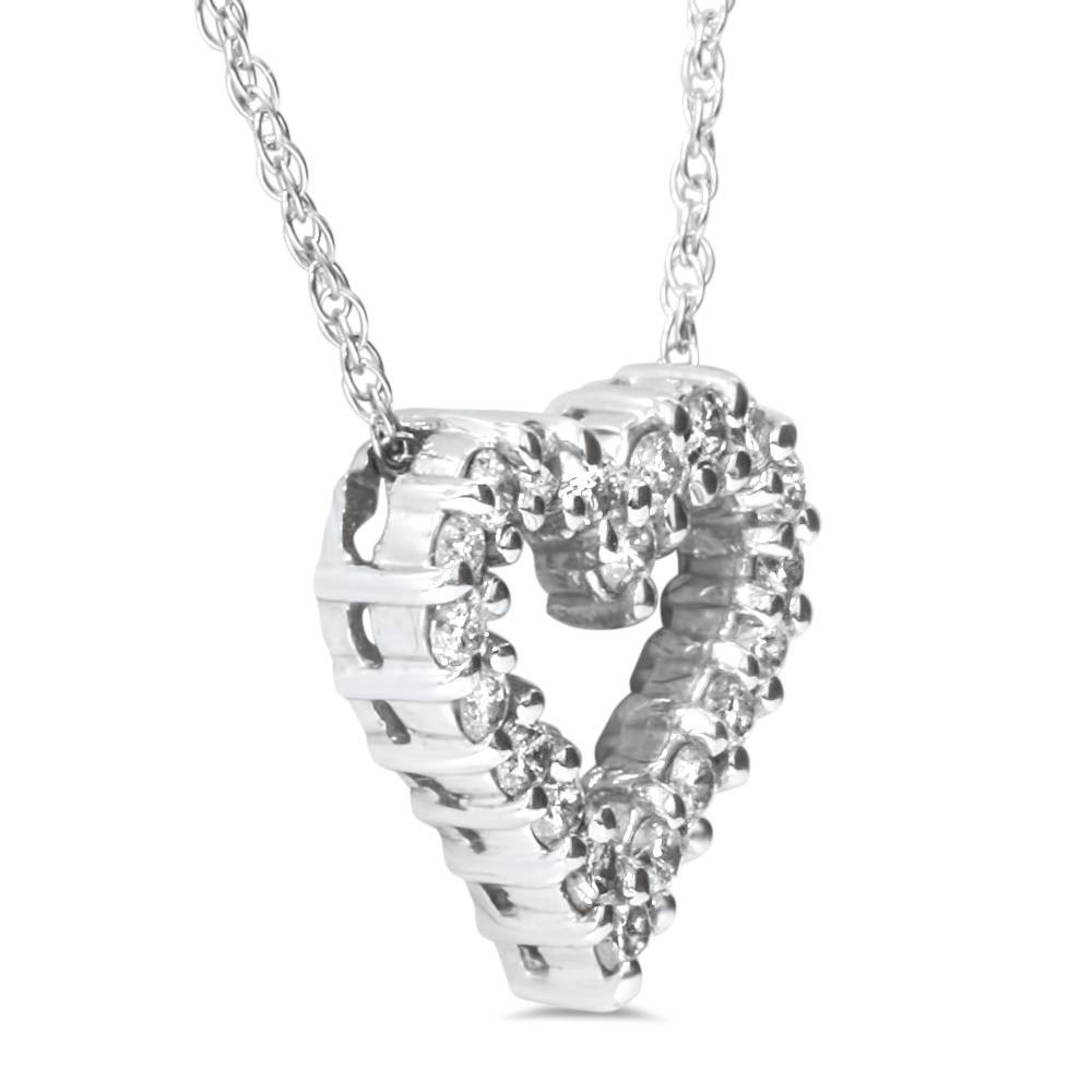 1/2ct Diamond Heart Pendant 14K White Gold (G-H, I1)