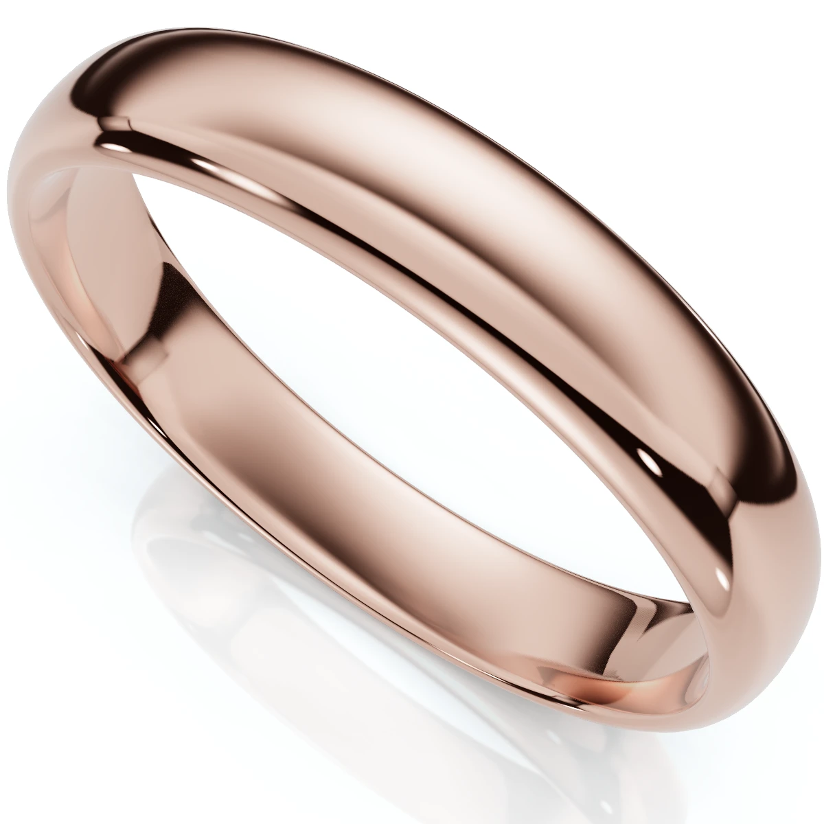 4mm Dome High Polished Wedding Band 10k Rose Gold