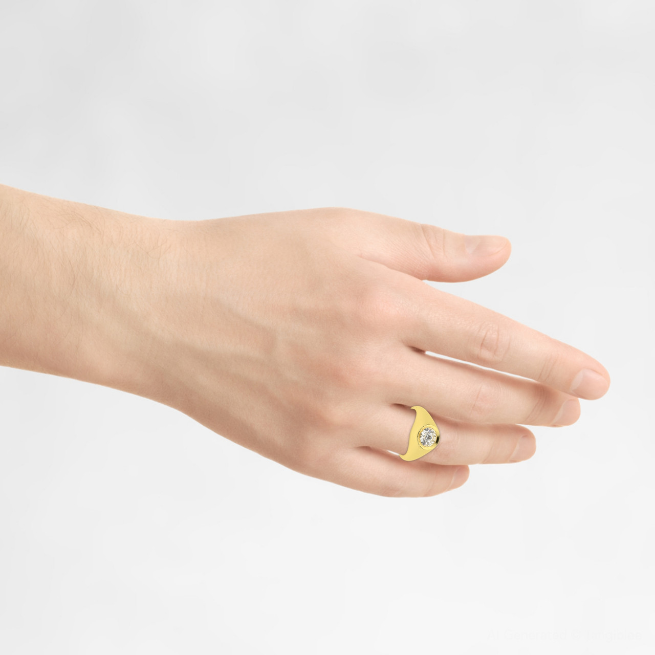 1.50CT Men's Bezel Diamond Solitaire Ring 14K Yellow Gold (G-H, I1)