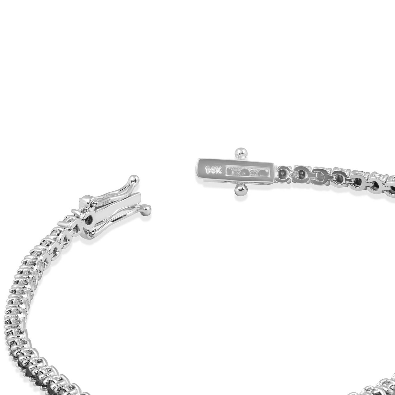 3ct Black Diamond Tennis Bracelet 14K White Gold 7" (Black, )