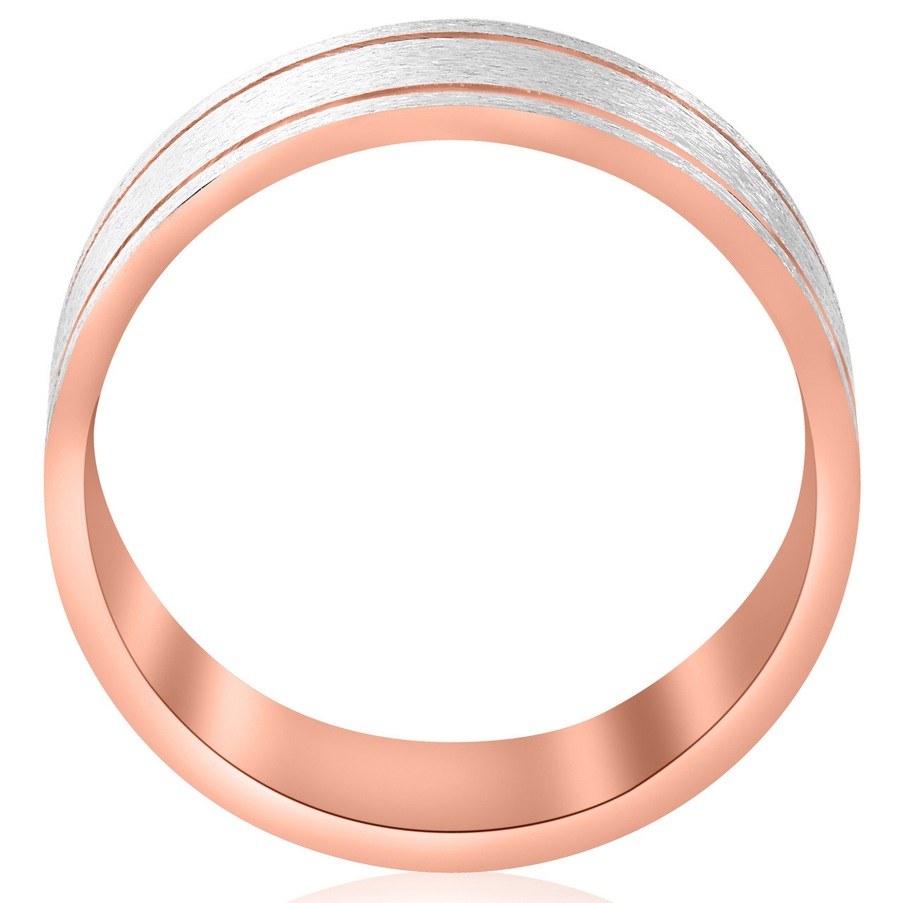 14k Rose Gold 8MM Two Tone Flat Brushed Comfort Fit Mens Wedding Band 14k Rose Gold 8MM Two Tone Flat Brushed Comfort Fit Mens Wedding Band
