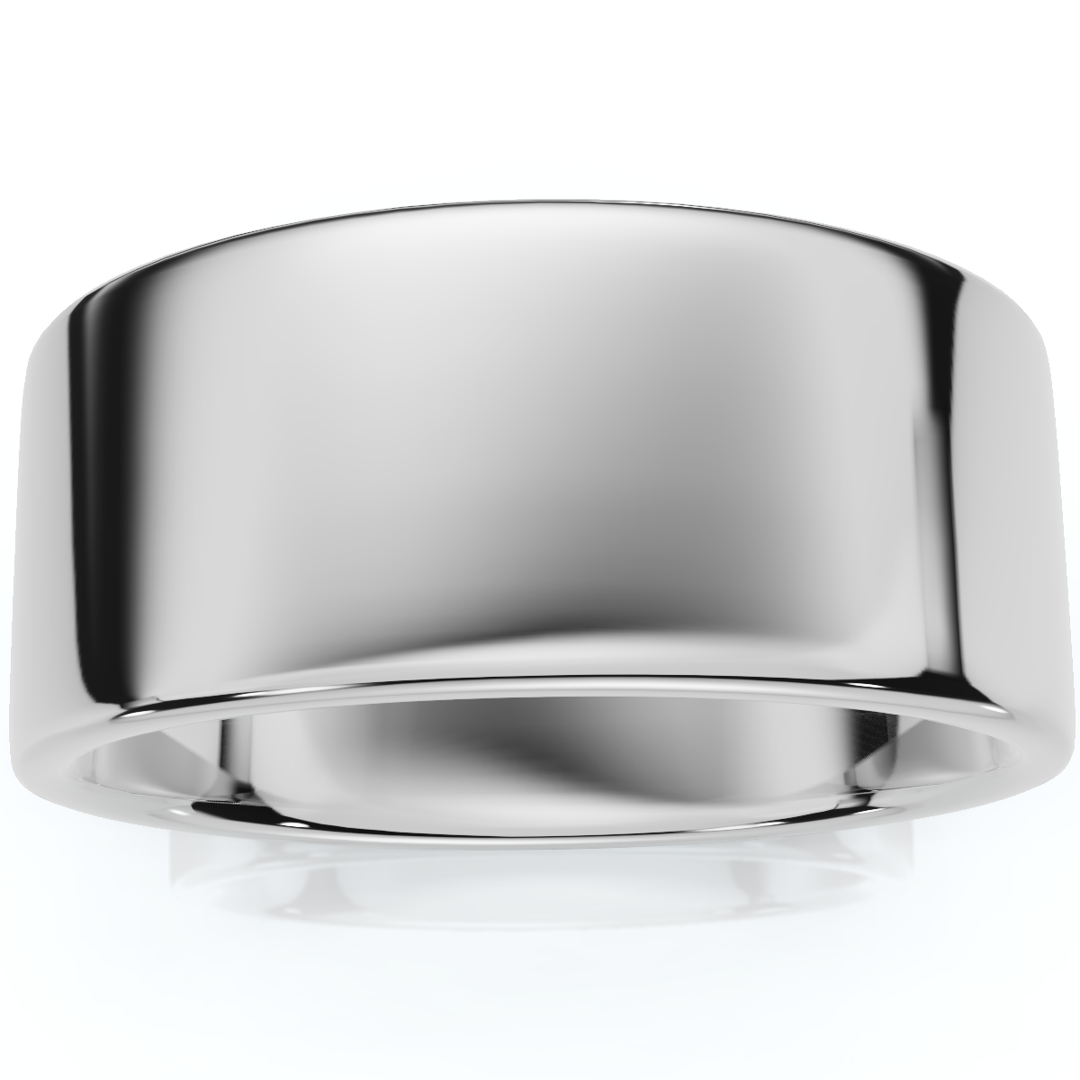 9mm Flat High Polished Wedding Band 10K White Gold