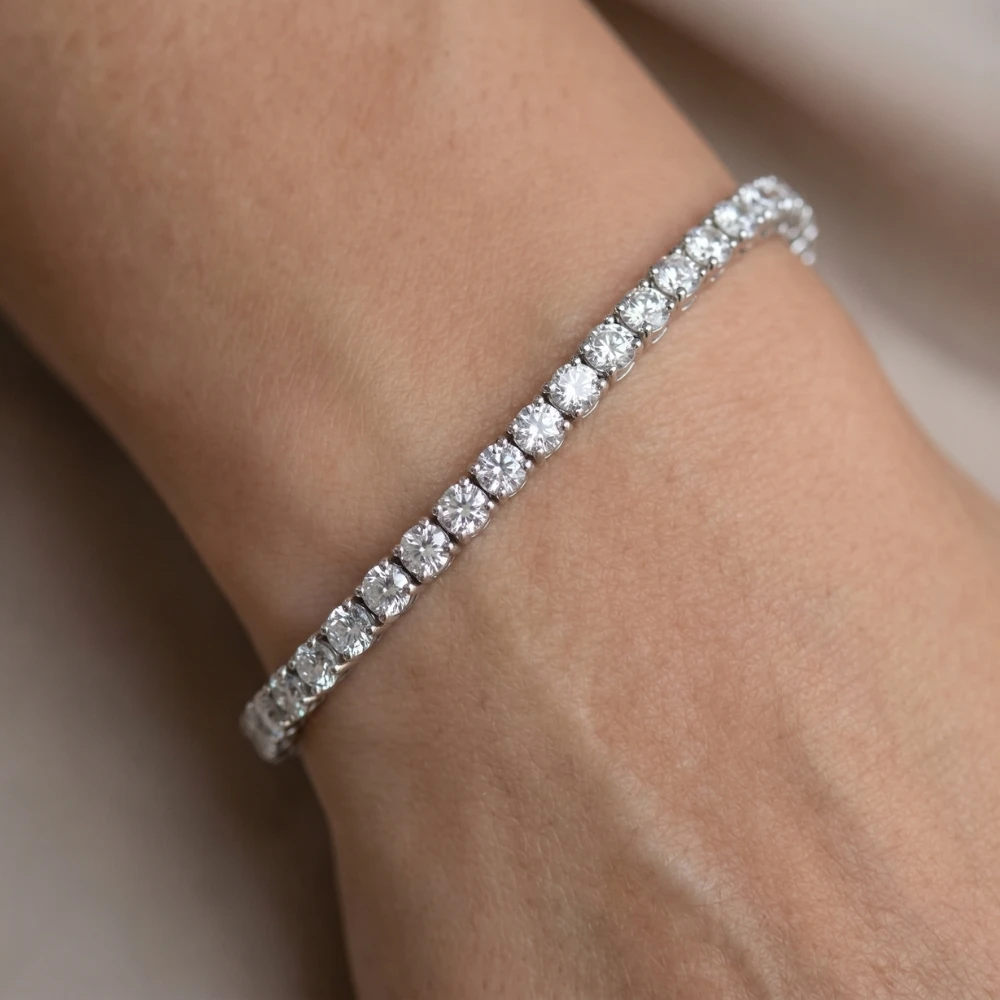 9 ct Round Lab Grown Diamond Tennis Bracelet 14K White Gold 7" (F-G, VS)
