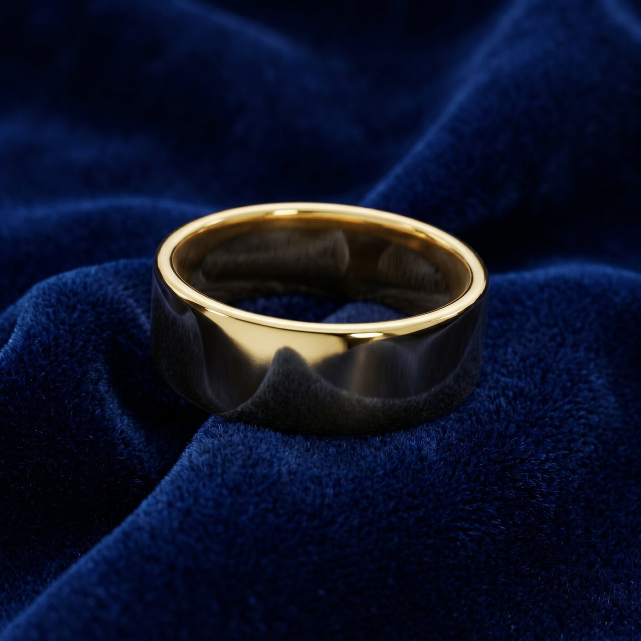 9mm Flat High Polished Wedding Band 10K Yellow Gold
