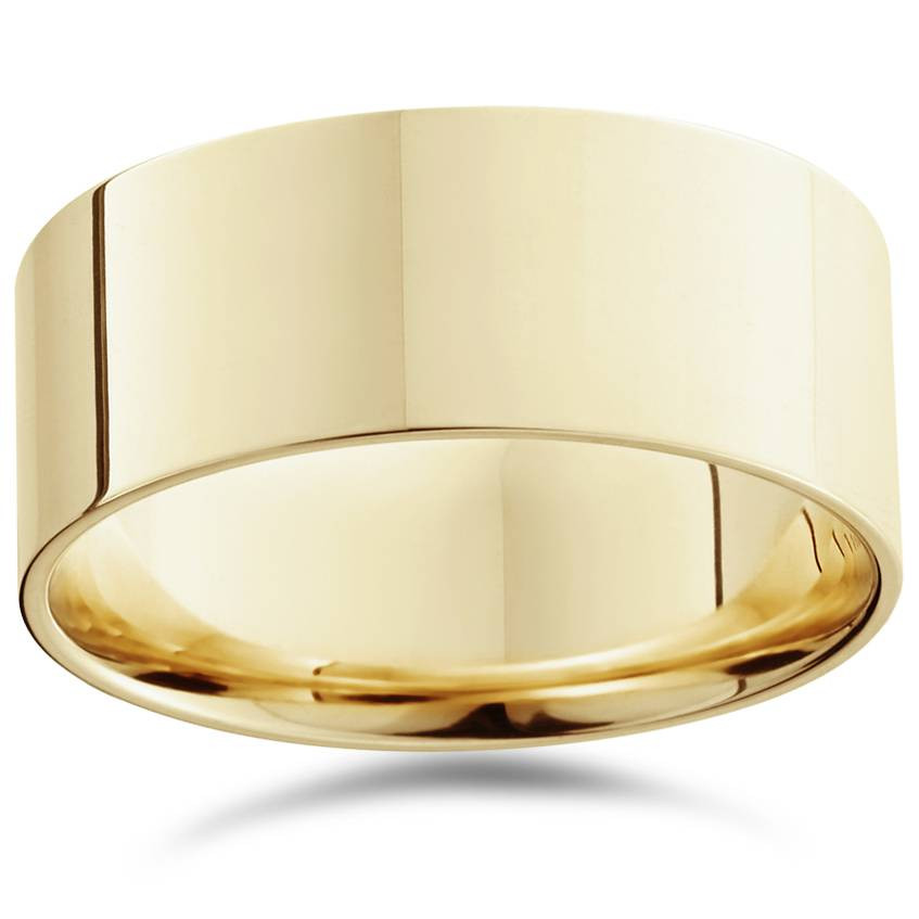 9mm Flat High Polished Wedding Band 10K Yellow Gold