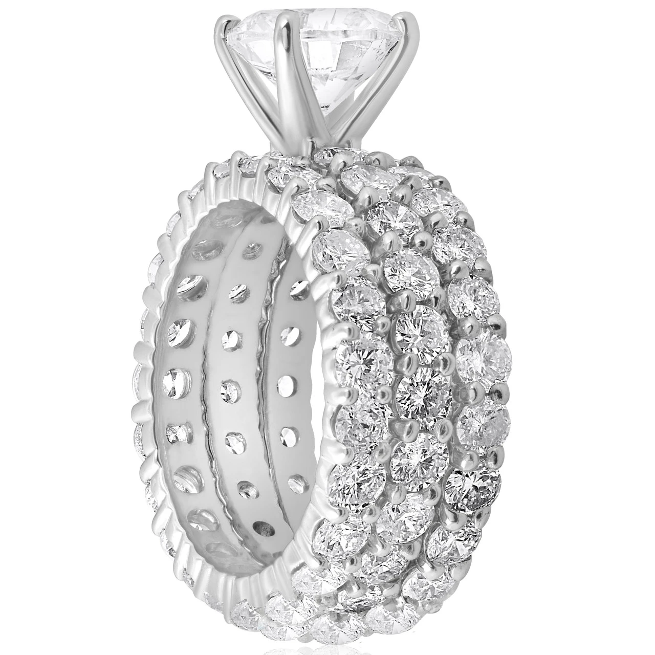 7ct Diamond Engagement Eternity Wedding Ring Set 14k White Gold (H-I, I1)