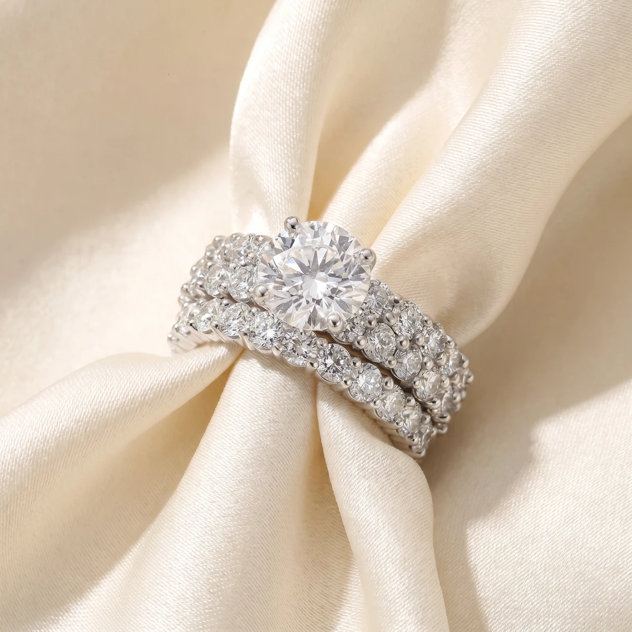 7ct Diamond Engagement Eternity Wedding Ring Set 14k White Gold (H-I, I1)