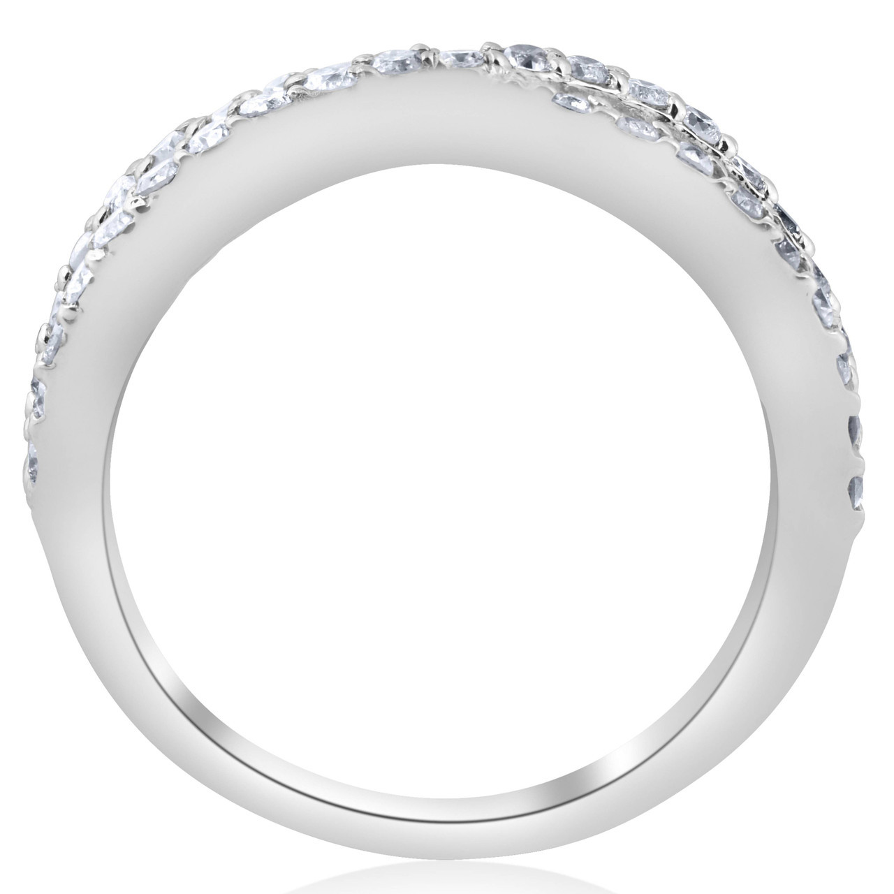 3/8Ct Diamond Crossover Infinity Stackable Wedding Band Twist Ring White Gold (H-I, I1)
