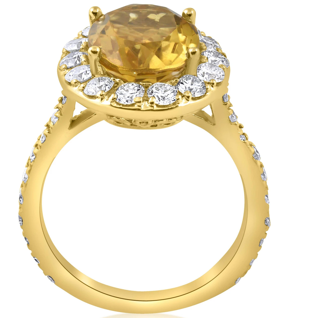 4 1/2 cttw Oval Citrine Diamond Halo Vintage Ring Engagement 14k Yellow Gold (G-H, SI)