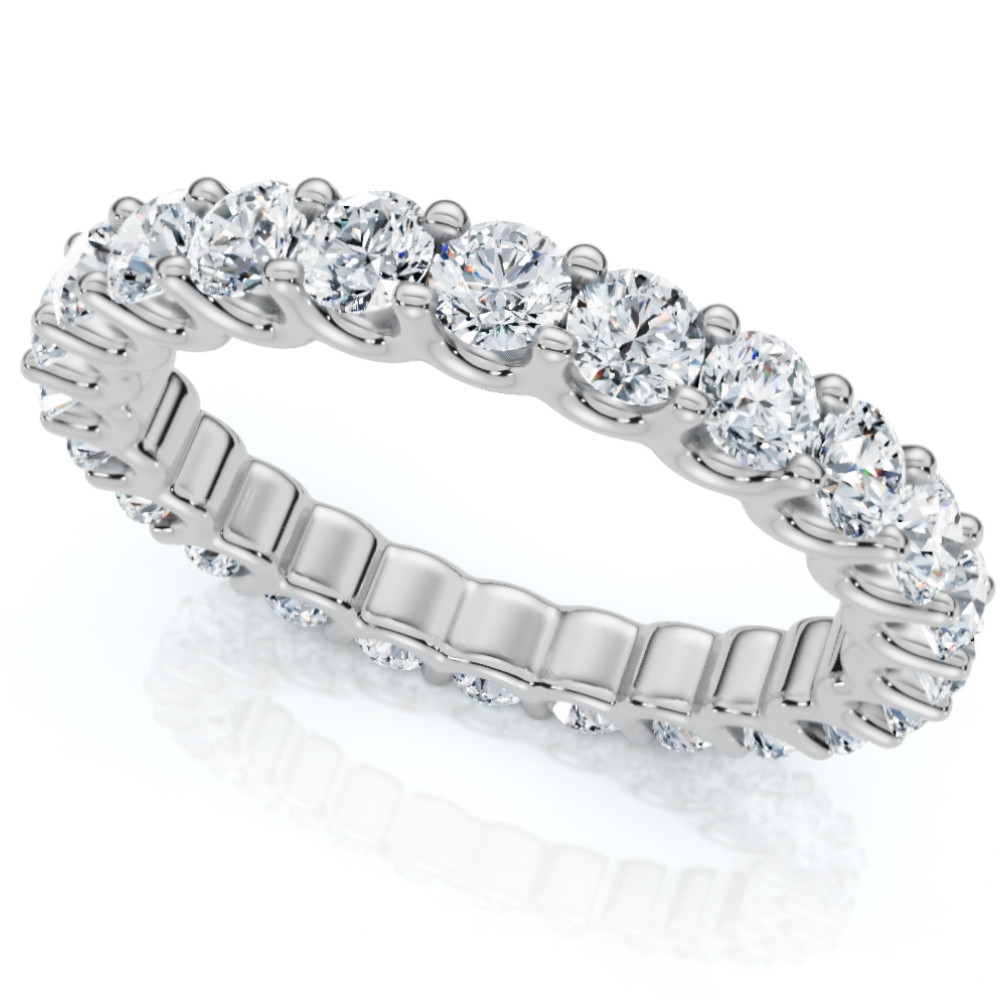2 cttw Diamond Eternity Ring U Prong 14k White Gold Wedding Band (H-I, I1)
