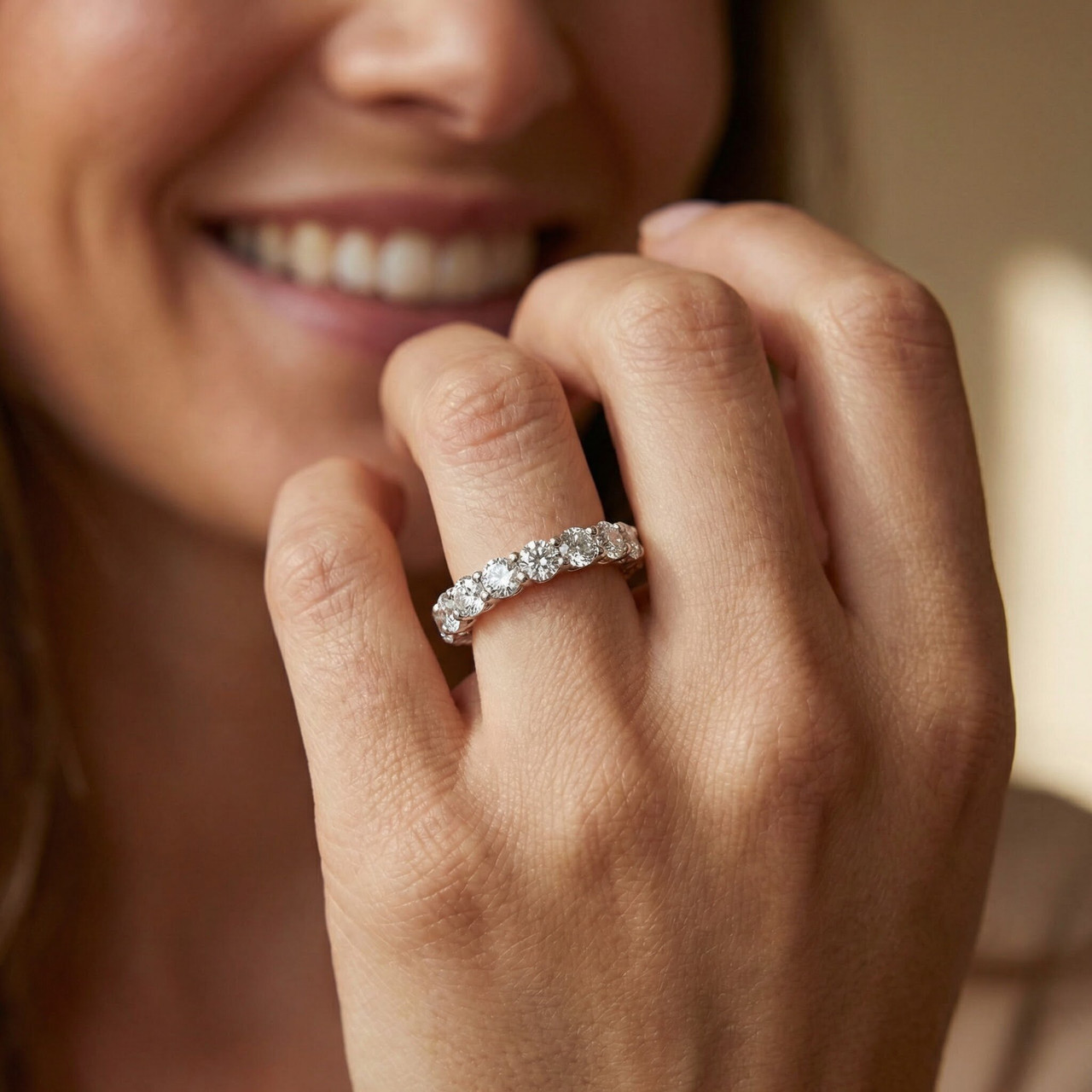 2 cttw Diamond Eternity Ring U Prong 14k White Gold Wedding Band (H-I, I1)