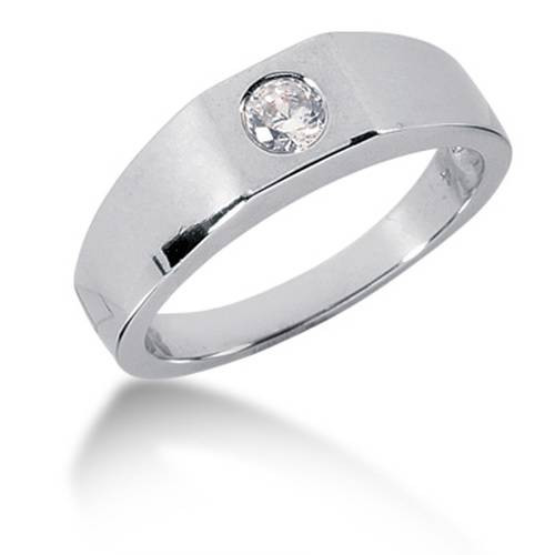 Mens White Gold 1/4ct Solitaire Bezel Diamond Ring (H-I, I1)