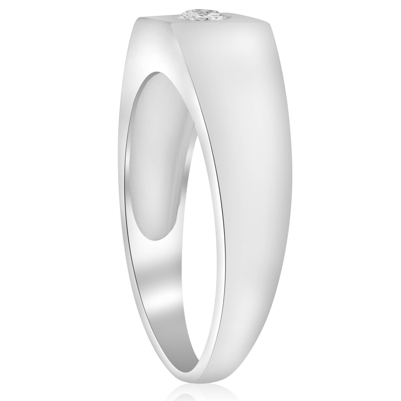 Mens White Gold 1/4ct Solitaire Bezel Diamond Ring (H-I, I1)