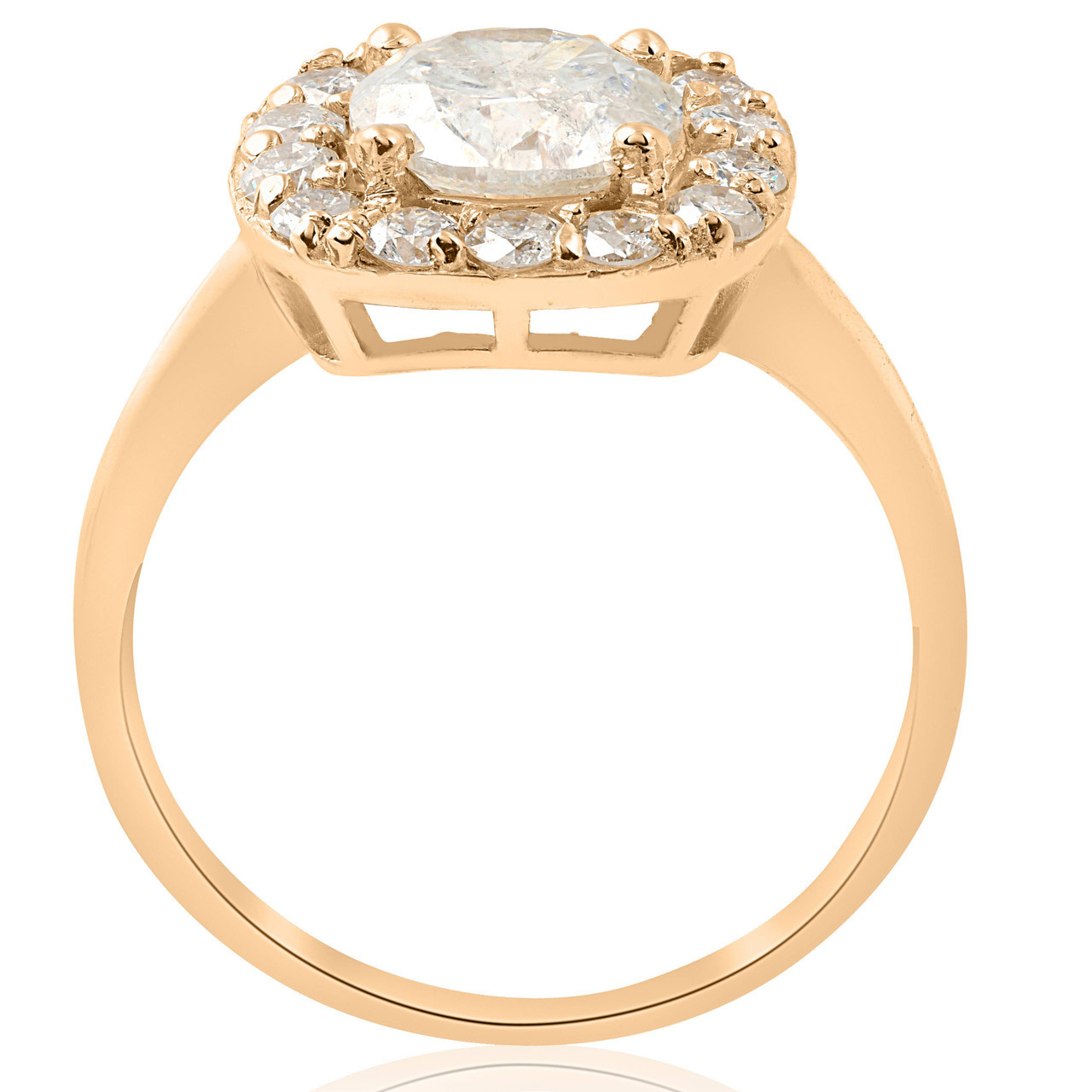 2Ct Diamond Cushion Halo Engagement Ring 14k Yellow Gold Lab Grown (F-G, VS)