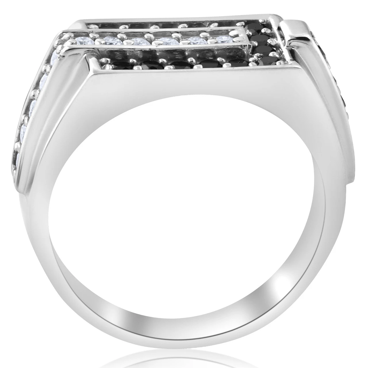 Mens 5/8ct Black & White Diamond Wedding Ring 10k White Gold (H-I, I1)