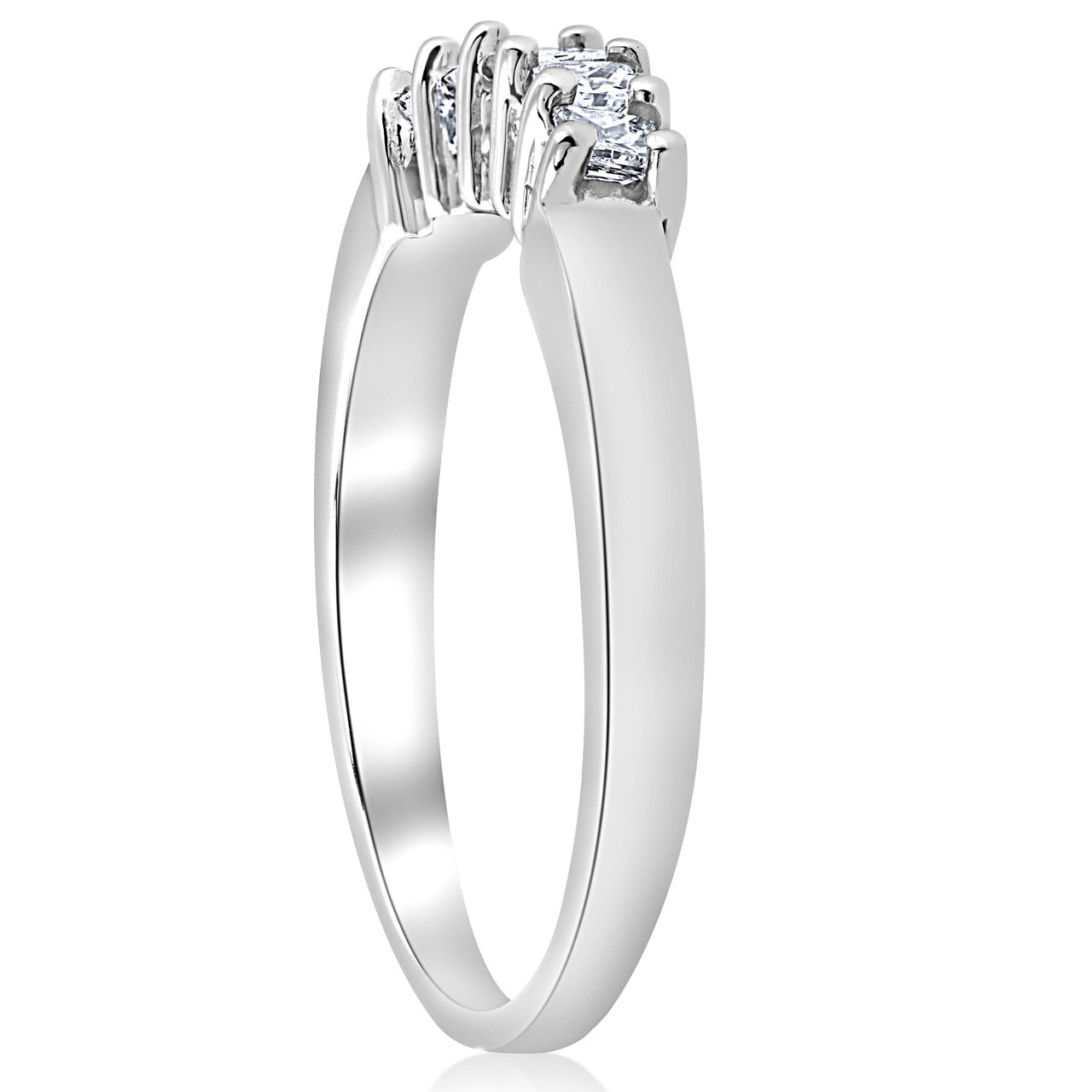 1/2ct Princess Cut Diamond Curved Wedding Ring Enhancer 14K White Gold (G-H, I1)