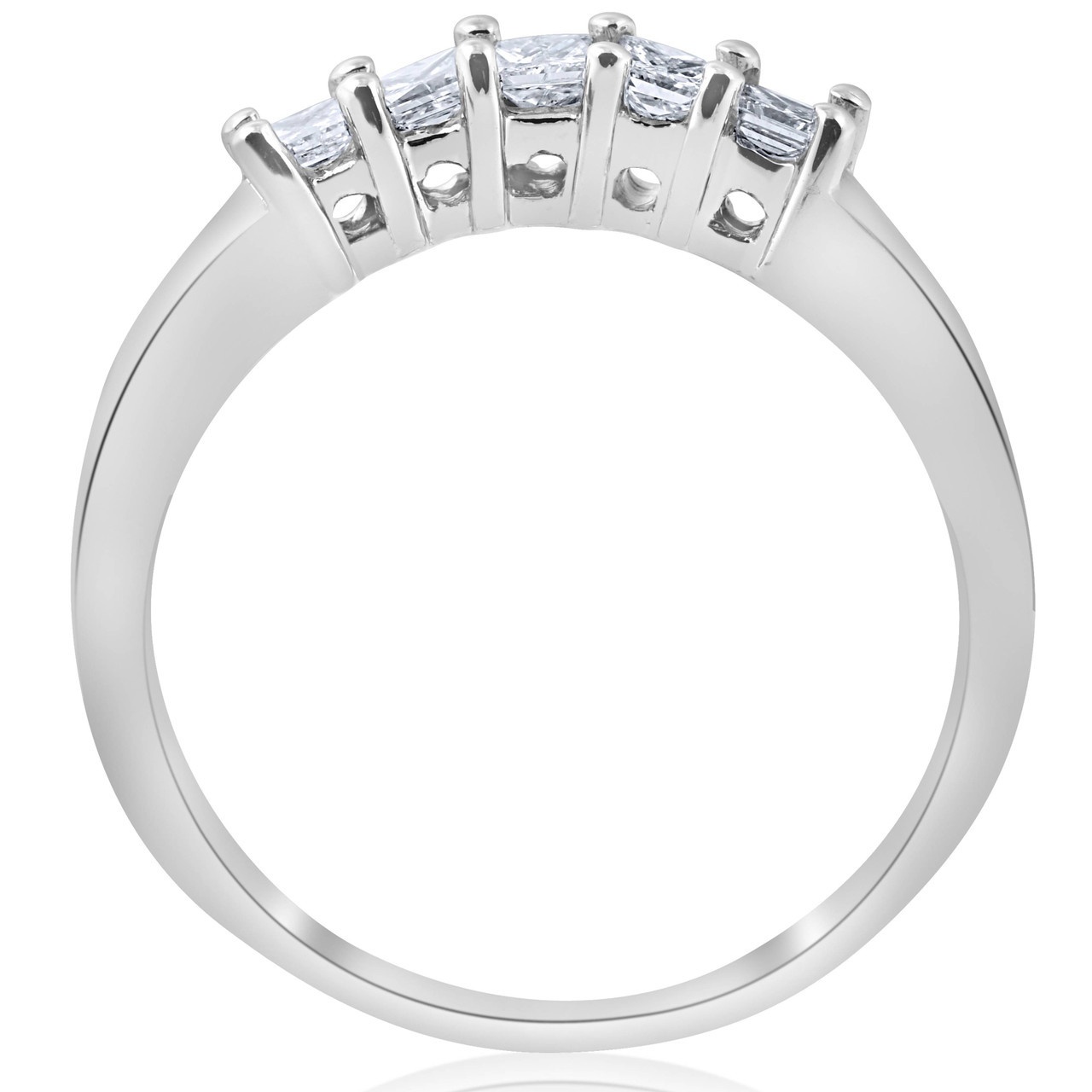 1/2ct Princess Cut Diamond Curved Wedding Ring Enhancer 14K White Gold (G-H, I1)