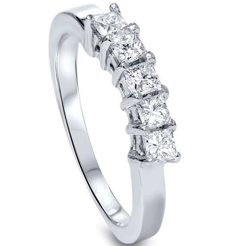 1/2ct Princess Cut Diamond Curved Wedding Ring Enhancer 14K White Gold (G-H, I1)