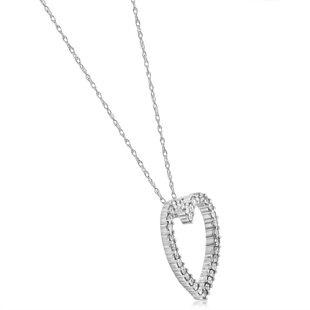 10K White Gold 1/2ct Diamond Heart Pendant Necklace (G-H, I2-I3)