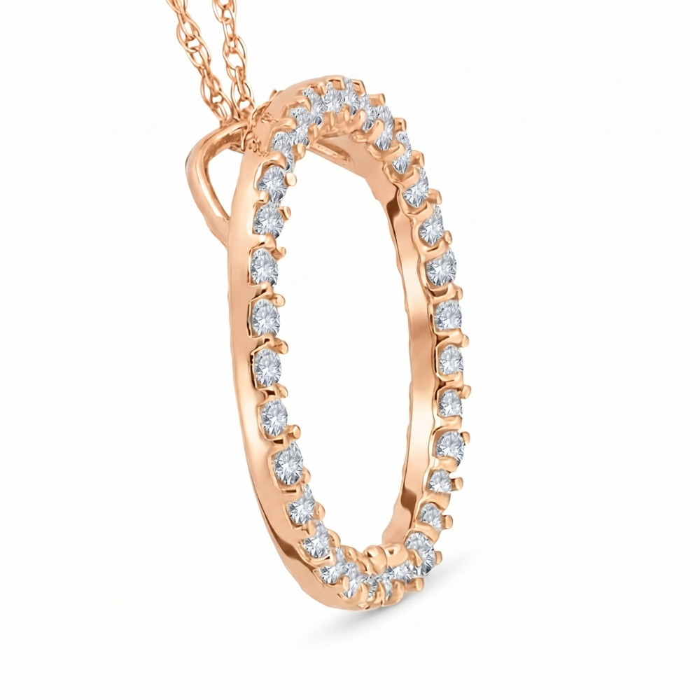 1/2ct Circle Diamond Pendant 14K Rose Gold (G-H, I2-I3)