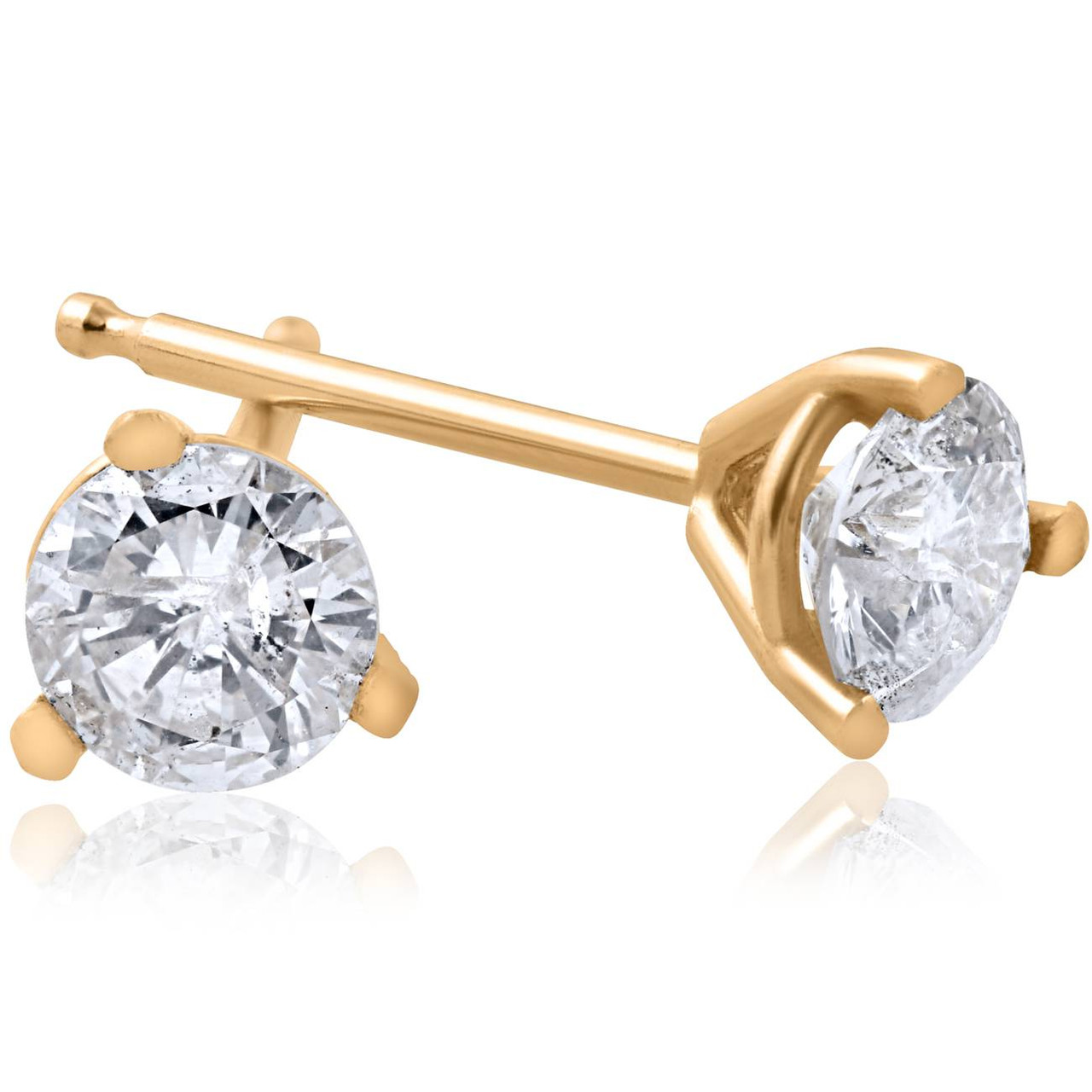 5 Diamond Stud Earrings Yellow Gold / Single