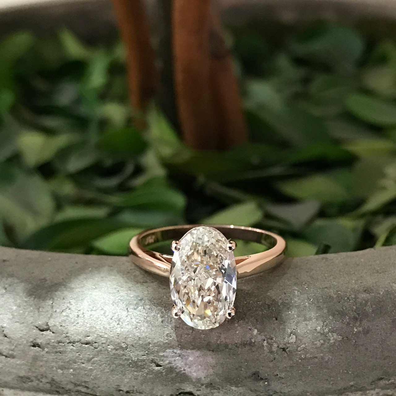 2ct Oval Cut Lab Grown Diamond Solitaire Engagement Ring 14k Rose Gold (G-H, VS)