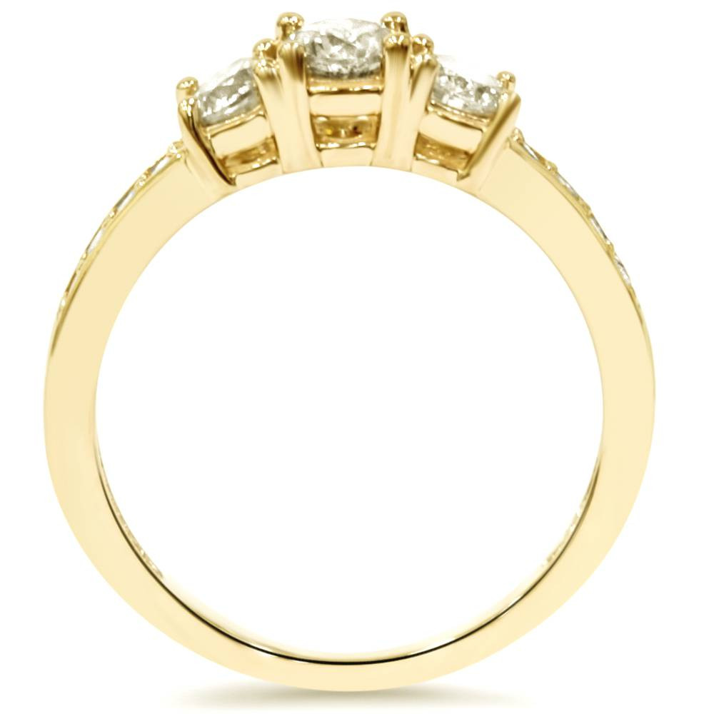 1 Ct 3-Stone Diamond Engagement Ring 10K Yellow Gold (H-I, I2-I3)
