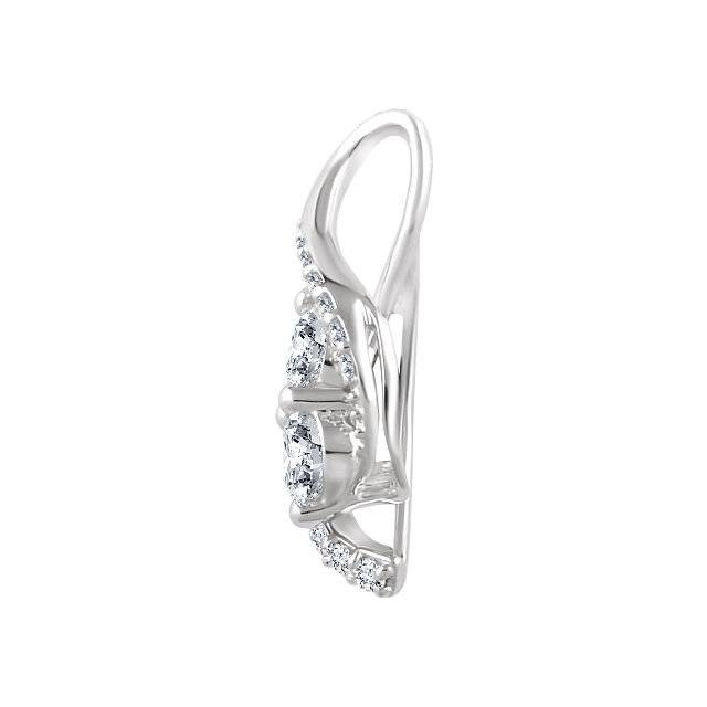 5/8ct Two Stone Diamond Freeform Pendant 10k White Gold 5/8" Tall (I-J, I1)