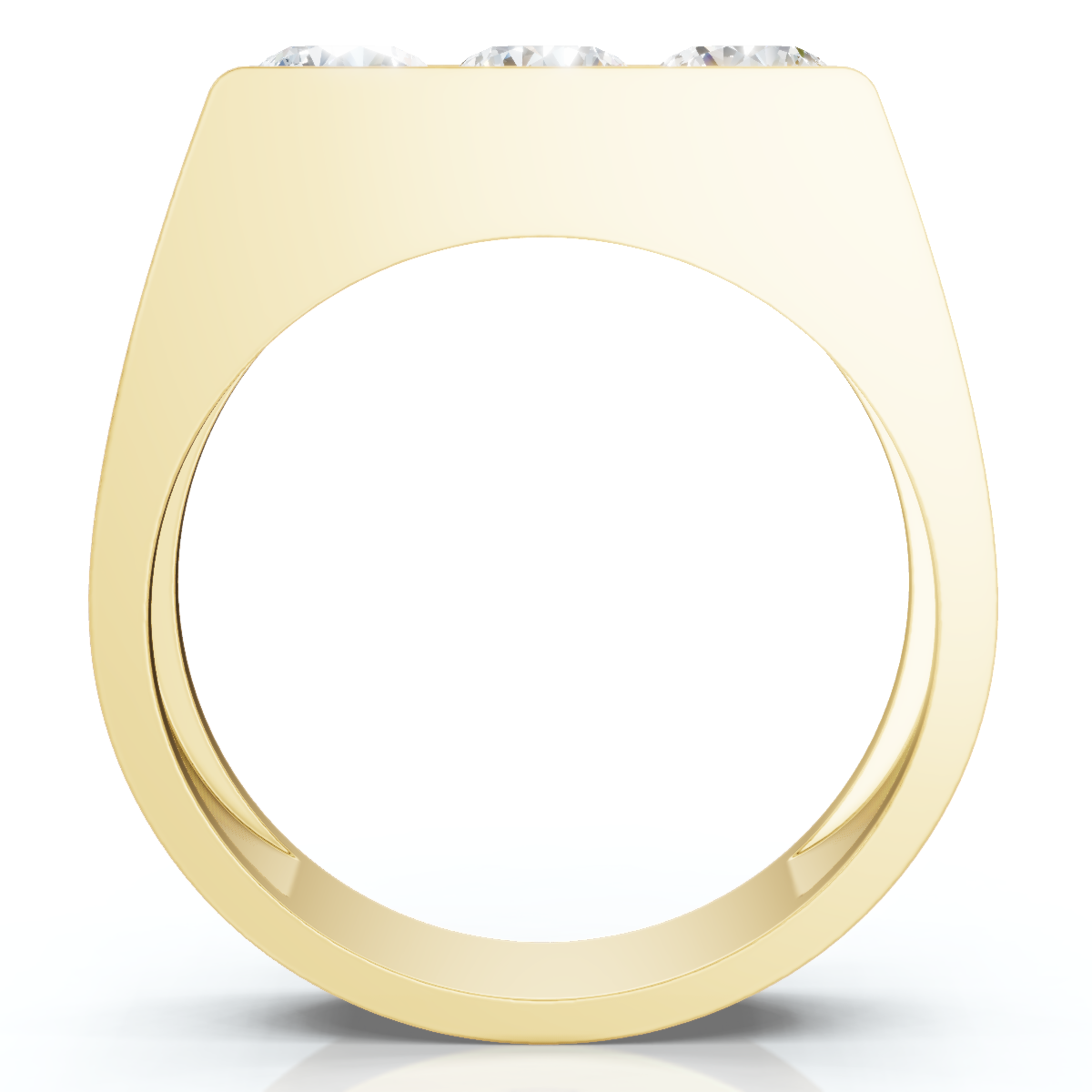 1 1/2ct Diamond Three Stone Mens Wedding 3 Round Jewelry Ring 10k Yellow Gold (H-I, I1)