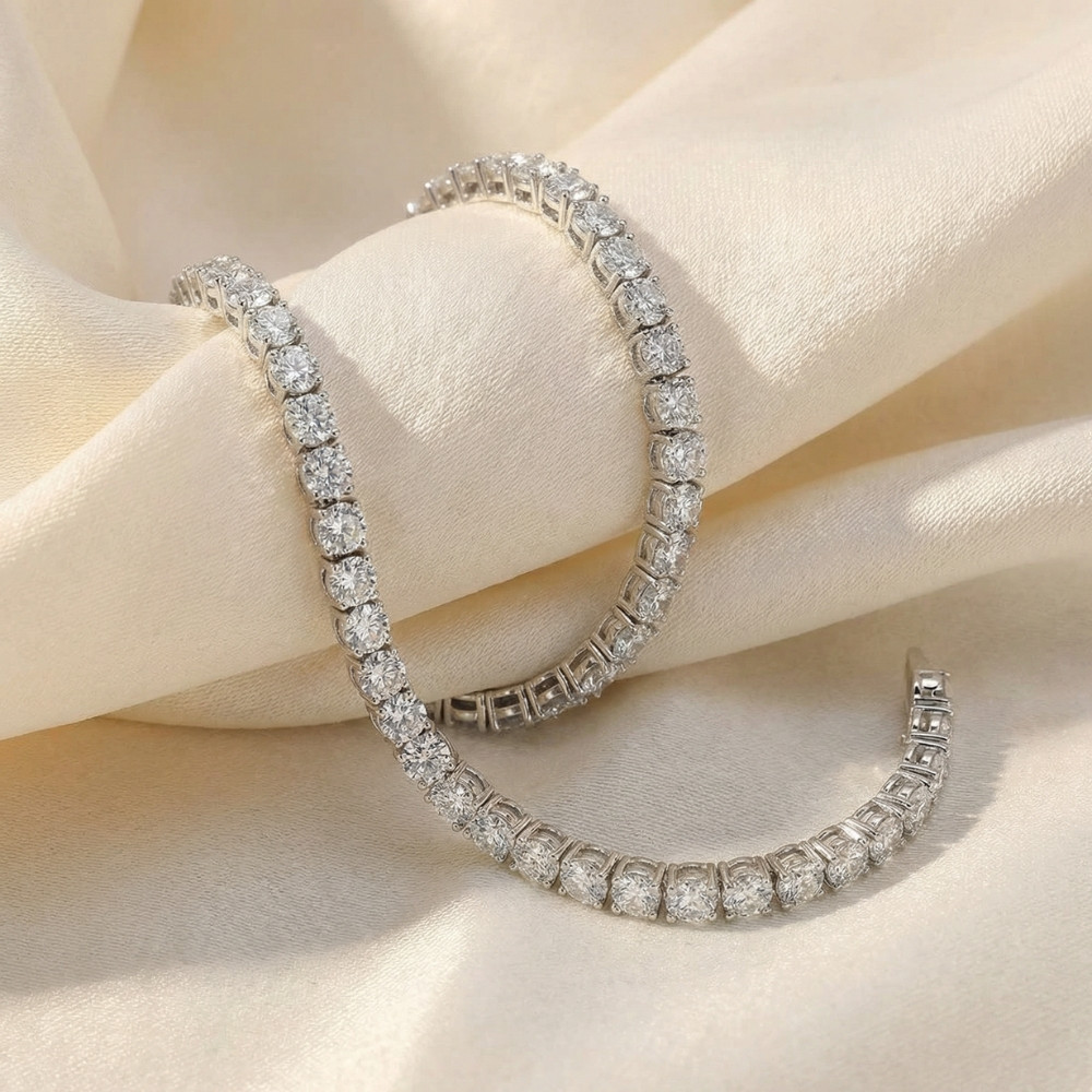 11ct Lab Grown Round Cut Diamond Tennis Bracelet 14K White Gold 7" (F-G, VS)