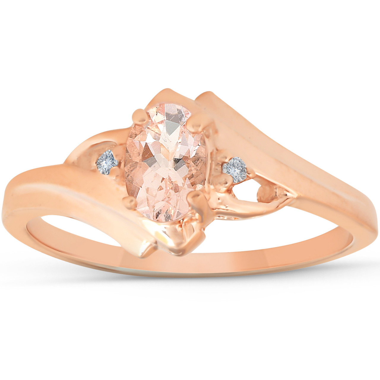 1/2ct Morganite & Diamond Ring 14K Rose Gold (H-I, I2-I3)