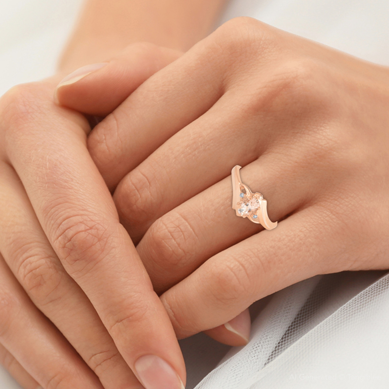 1/2ct Morganite & Diamond Ring 14K Rose Gold (H-I, I2-I3)