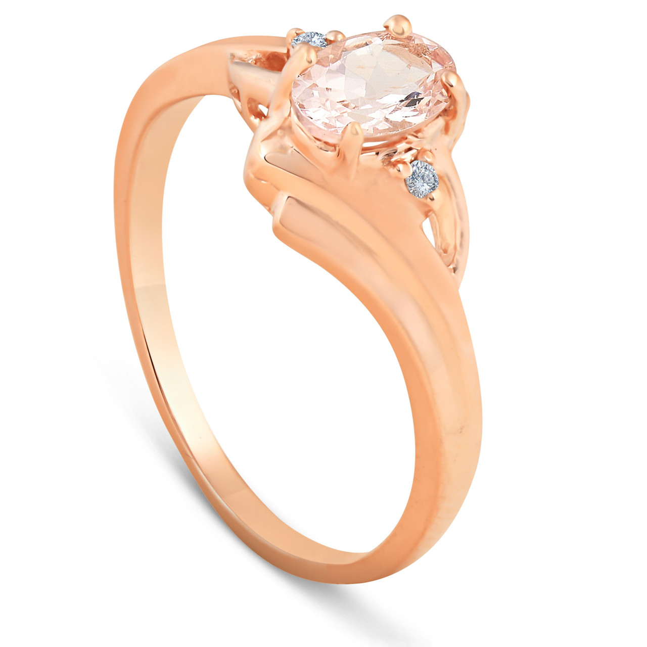 1/2ct Morganite & Diamond Ring 14K Rose Gold (H-I, I2-I3)