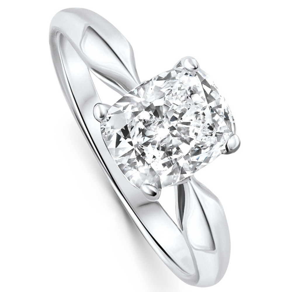 1 1/2ct Cushion Diamond Solitaire Engagement Ring 14k White Gold Lab Grown (D-E, VS)