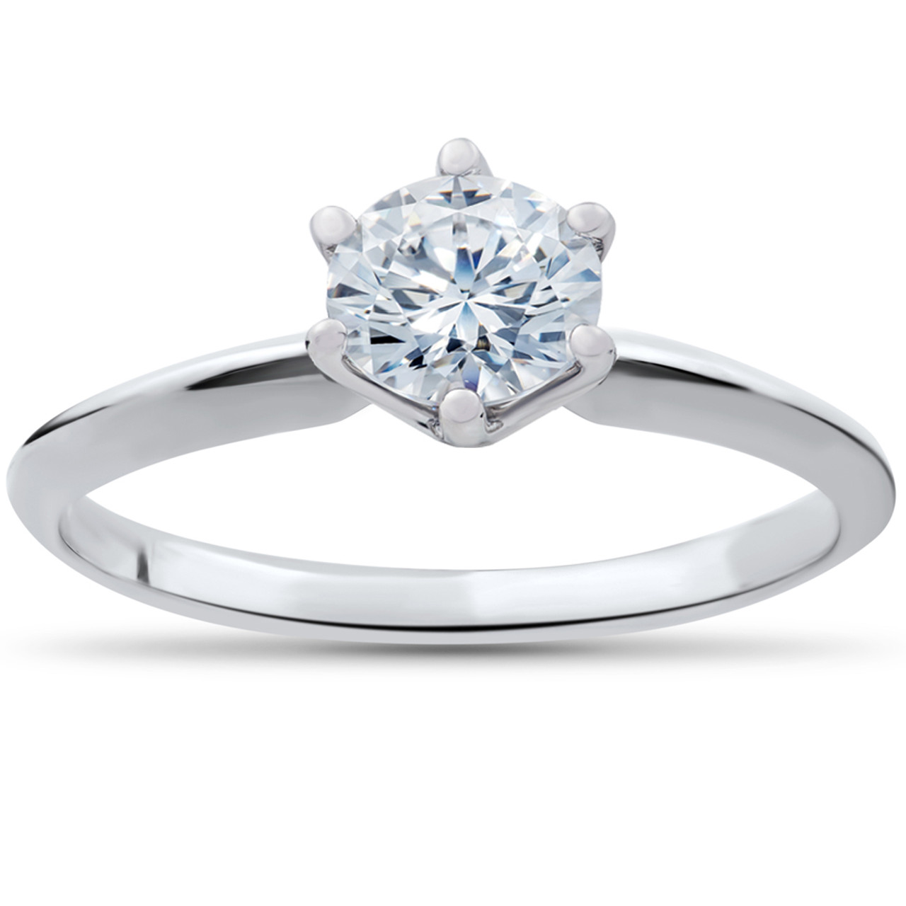 1/2ct Round Solitaire Diamond Engagement Ring 14k White Gold Enhanced