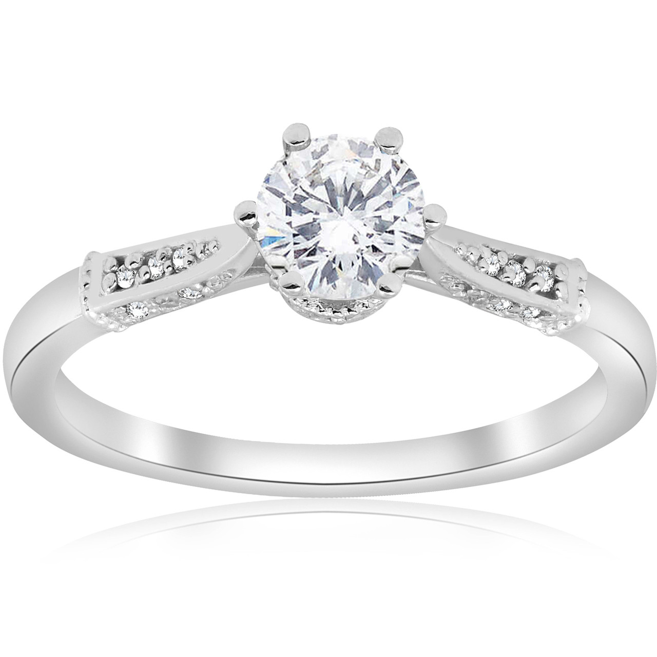 5/8ct Diamond Engagement Ring Vintage 14k White Gold Round Cut