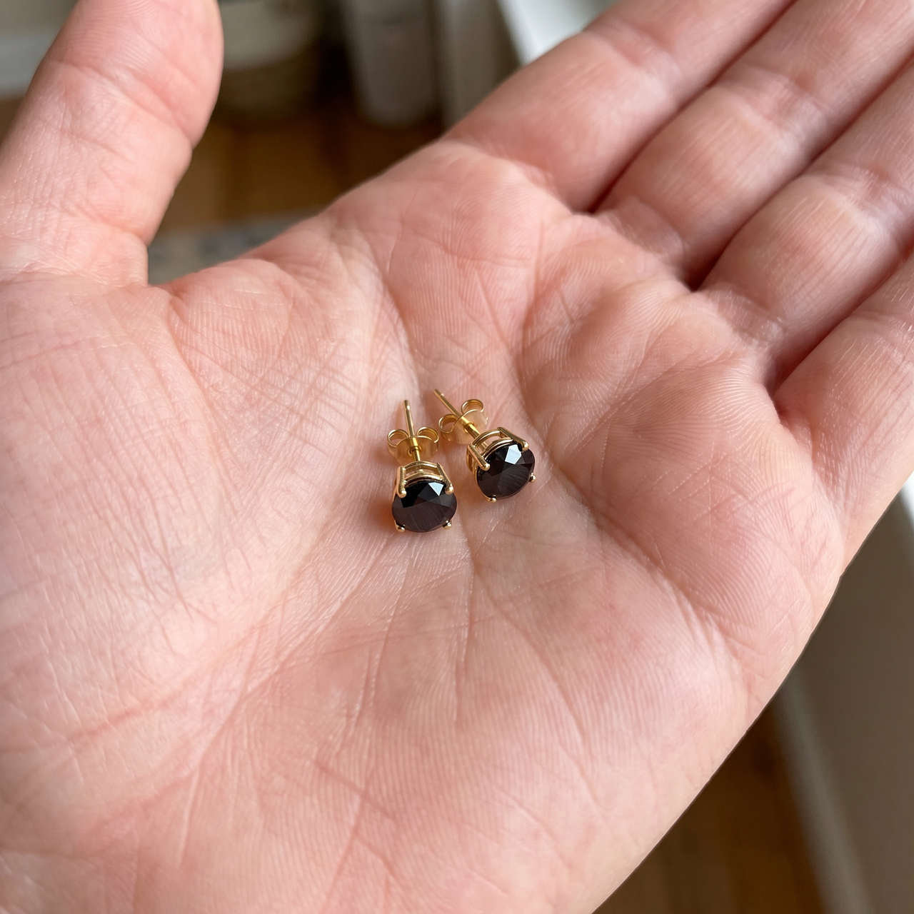 3 TCW 14k Yellow Gold Round Black Diamond Stud Earrings (Black, I2-I3)