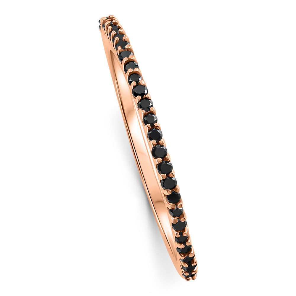 1/10ct Black Diamond Stackable Ring 14K Rose Gold (Black, )