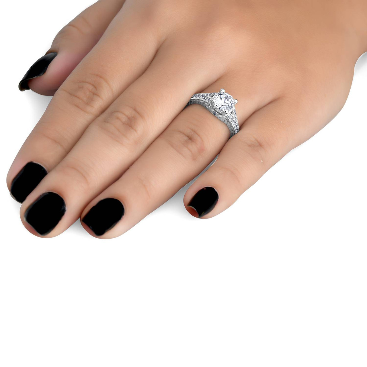 1 1/4ct Diamond Engagement Ring 1ct center Ring 14K White Gold Lab Grown (G-H, VS)