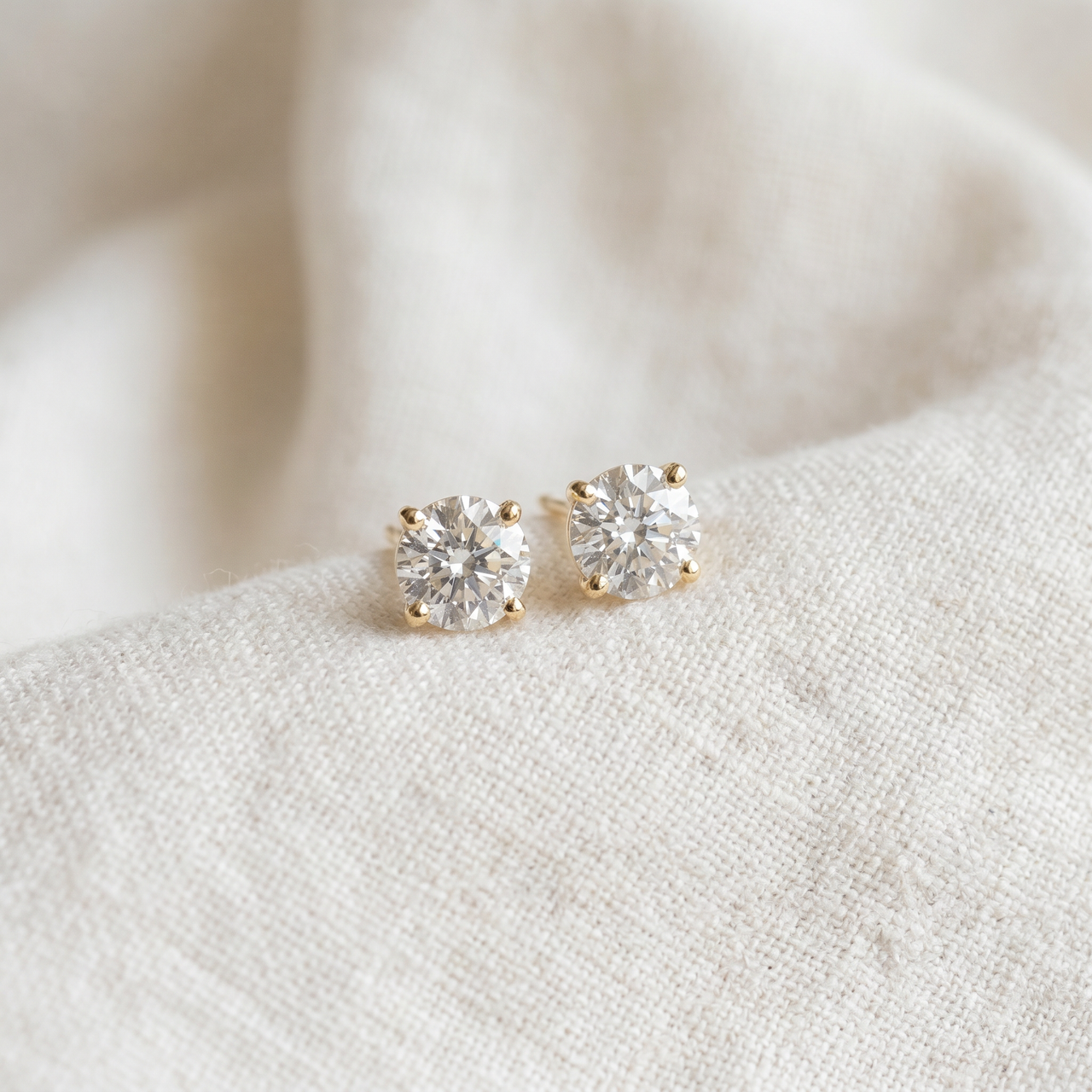 1/2ct Diamond Studs 14K Yellow Gold (G-H, I2-I3)
