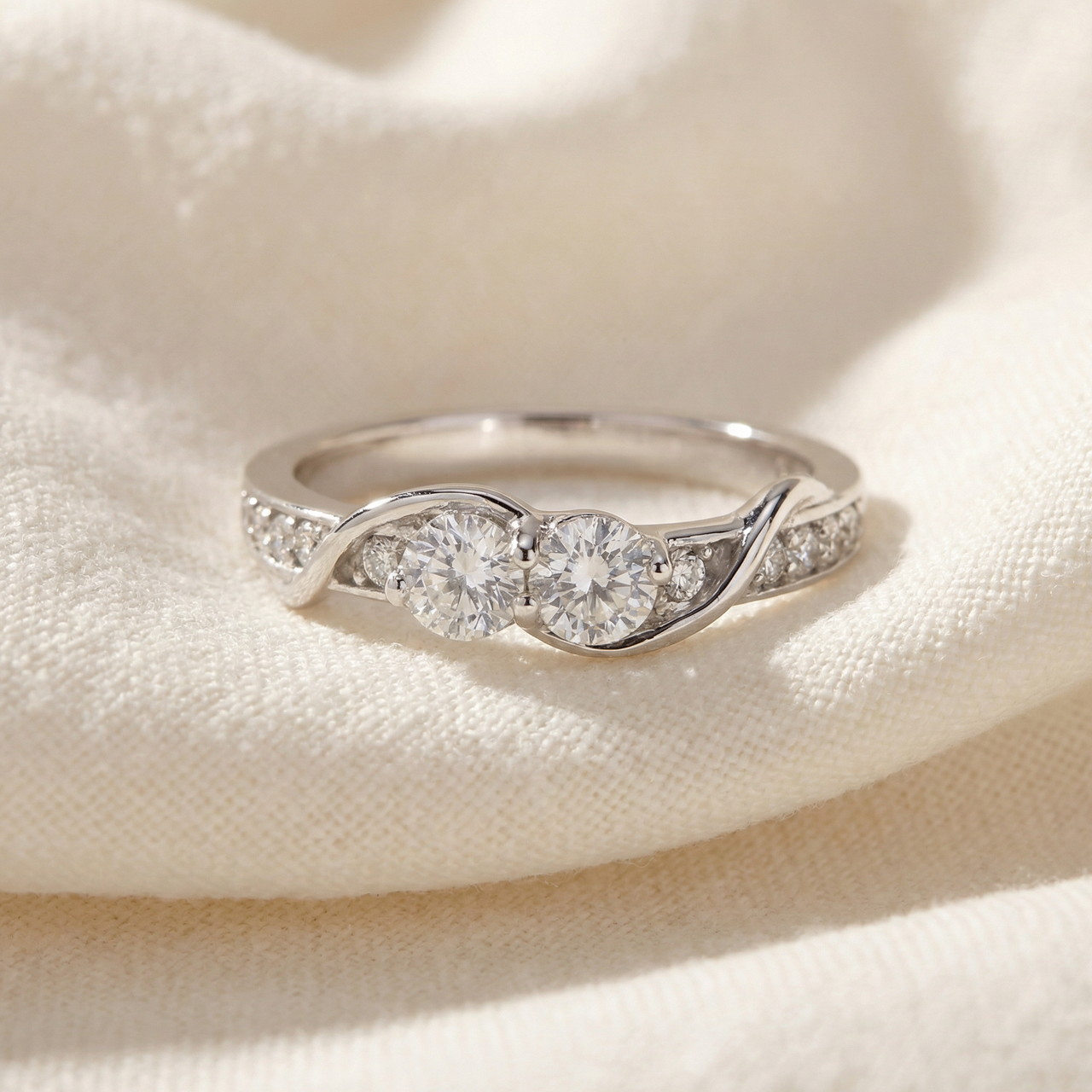 5/8ct Diamond Two Stone Forever Us Crossover Engagement 10k White Gold Ring (G-H, I1)