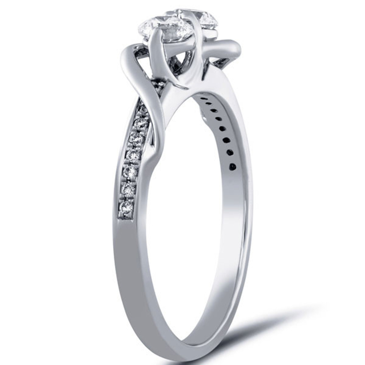 5/8ct Diamond Two Stone Forever Us Crossover Engagement 10k White Gold Ring (G-H, I1) 5/8ct Diamond Two Stone Forever Us Crossover Engagement 10k White Gold Ring (G-H, I1)