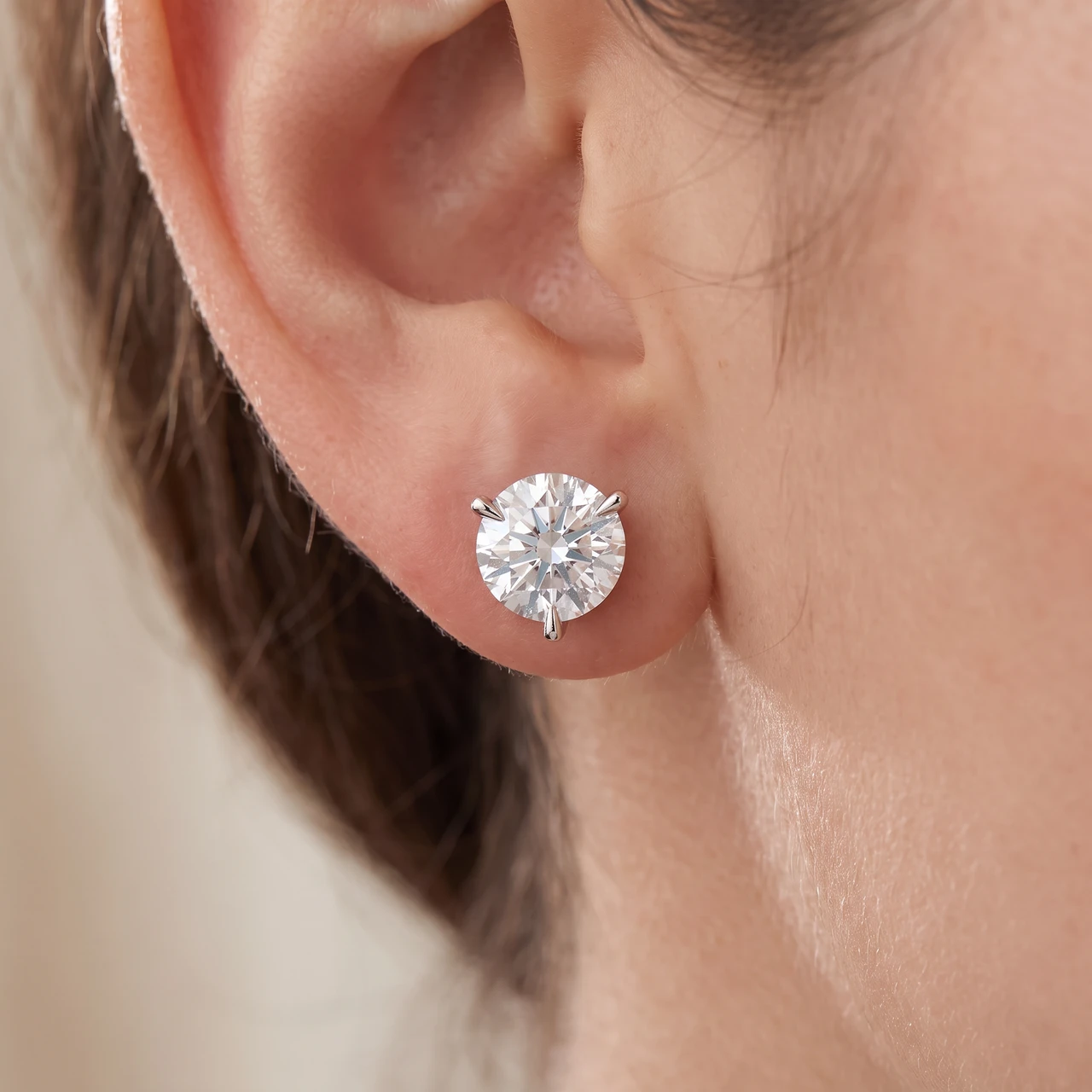 4 ct Diamond Martini Screw Back Studs 14k White Gold Enhanced (H-I, I1)